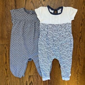 Set of 2 Burt’s Bees and Baby Gap Short Sleeve Rompers
